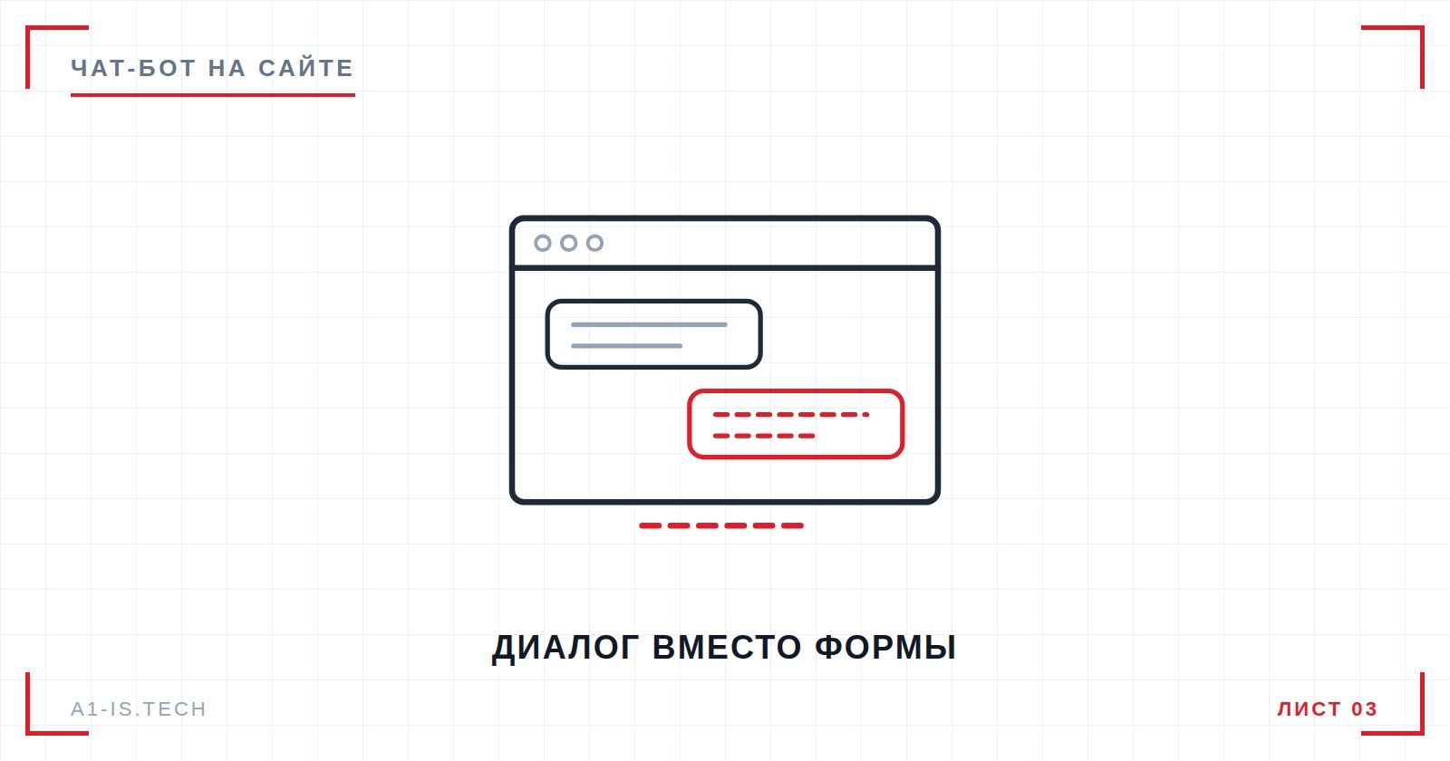 Чертёж: диалог чат-бота в окне сайта вместо формы заявки
